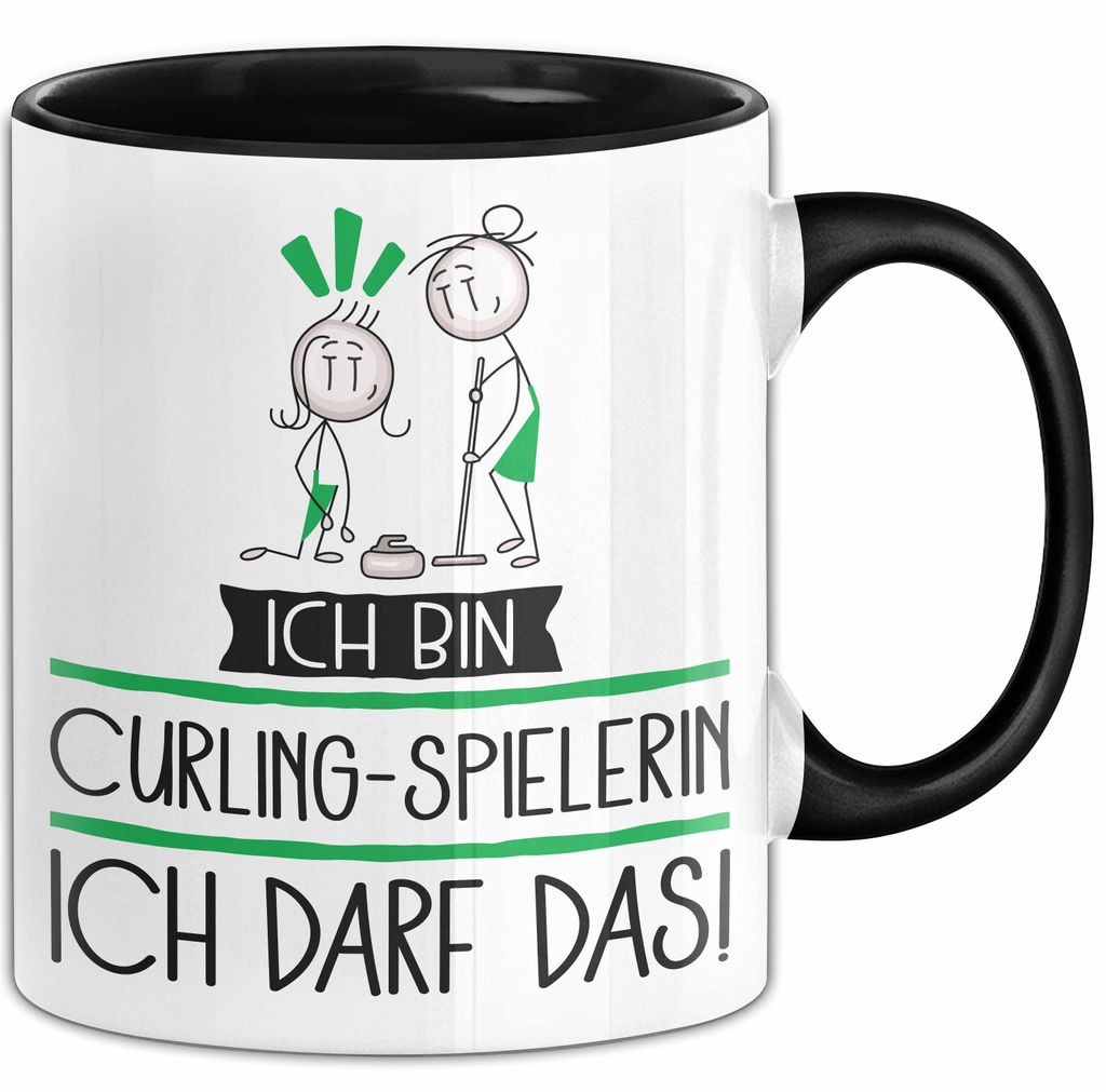 Geschenk für Curling-Spielerin Tasse Lustige Geschenkidee Geburtstag Ich Bin Curling-Spielerin Ich Darf Das (Schwarz)