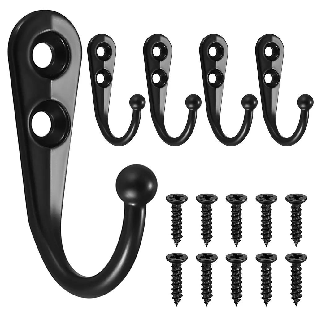 Crochets Muraux Robustes Noirs pour Armoires et Portes de Chambre