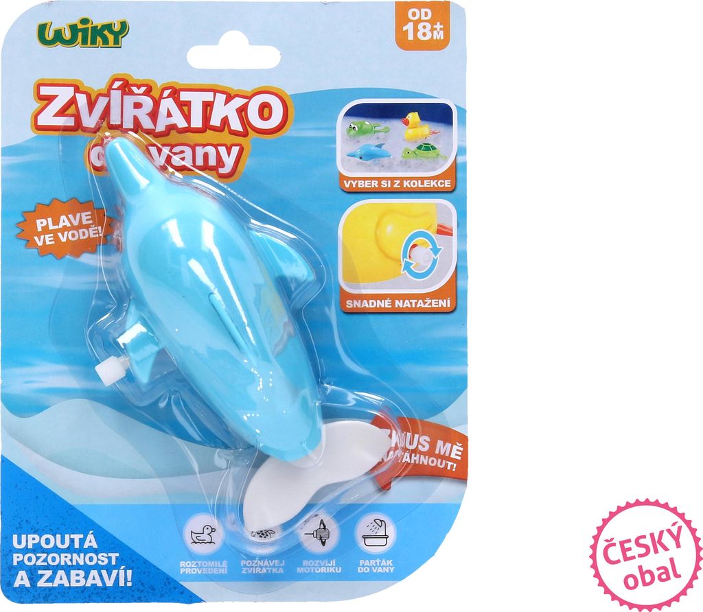 Aufziehbarer Delfin für die Badewanne, 14 cm – tschechische Verpackung