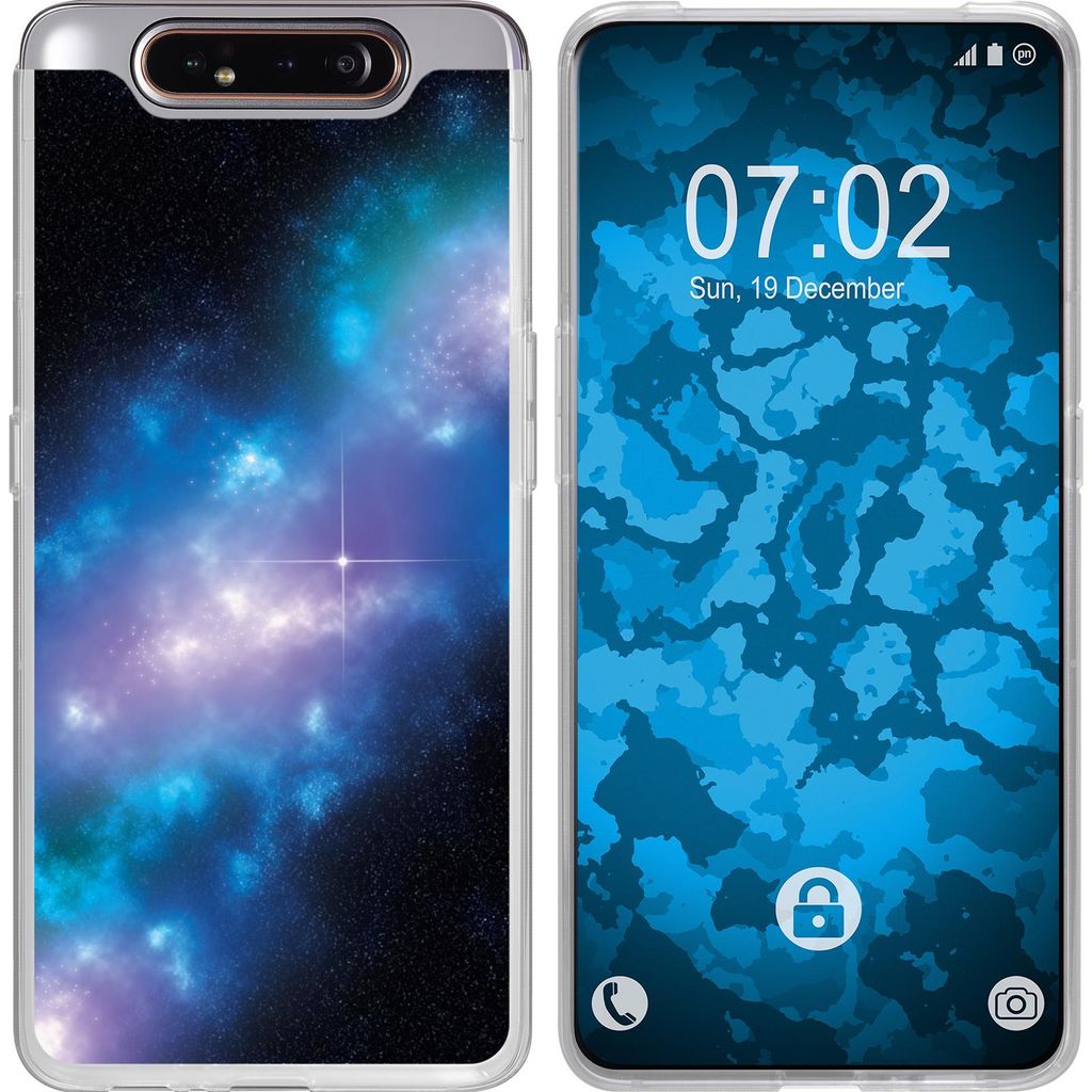 PhoneNatic Case kompatibel mit Samsung Galaxy A80 Silikon-Hülle Space Blue Belt M4