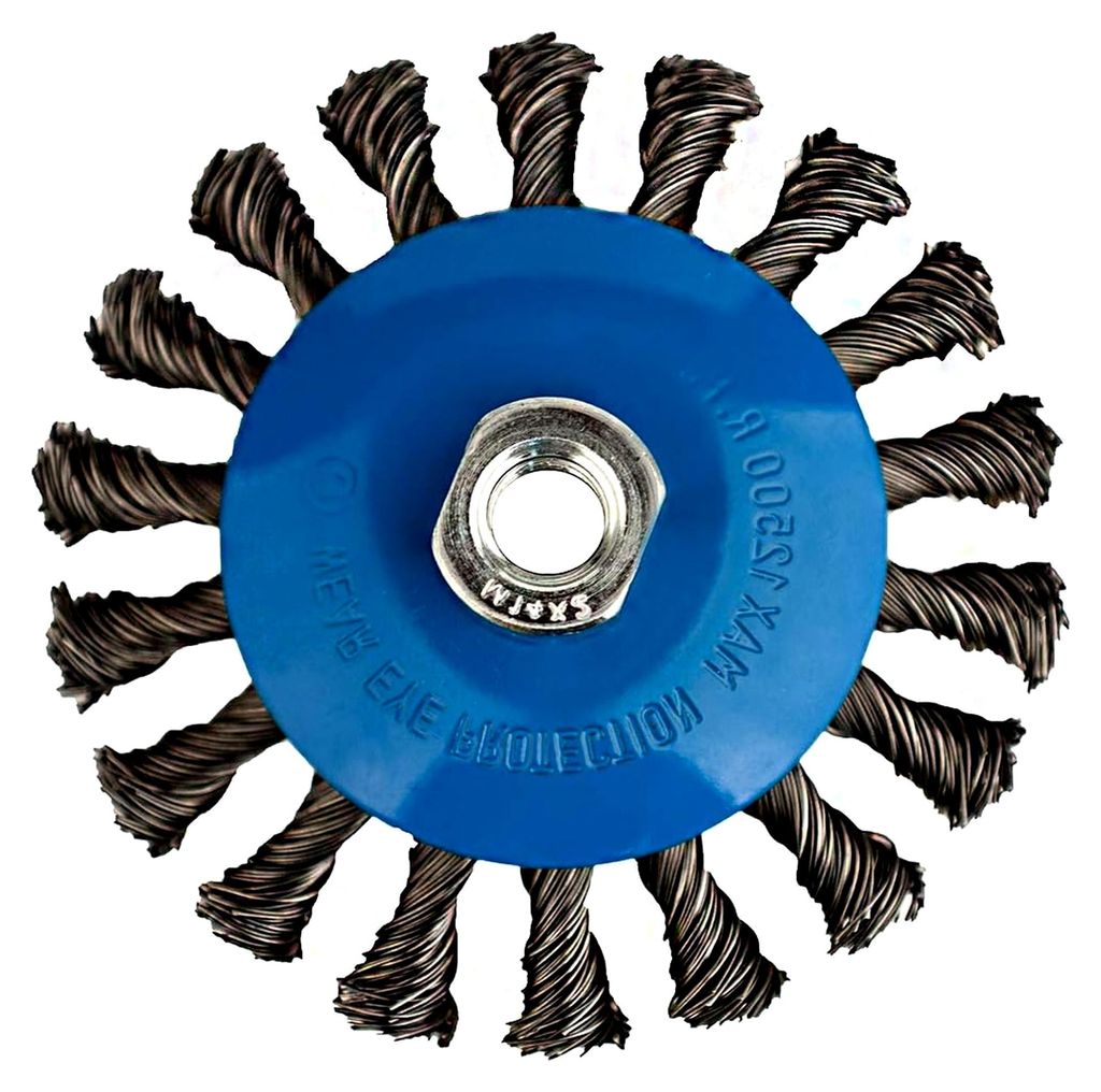 Kegelbürste - wählbare Größen (Ø 115 mm I Ø 125 mm) – gezopfte Schleifbürste – M14 x 2 Drahtbürste