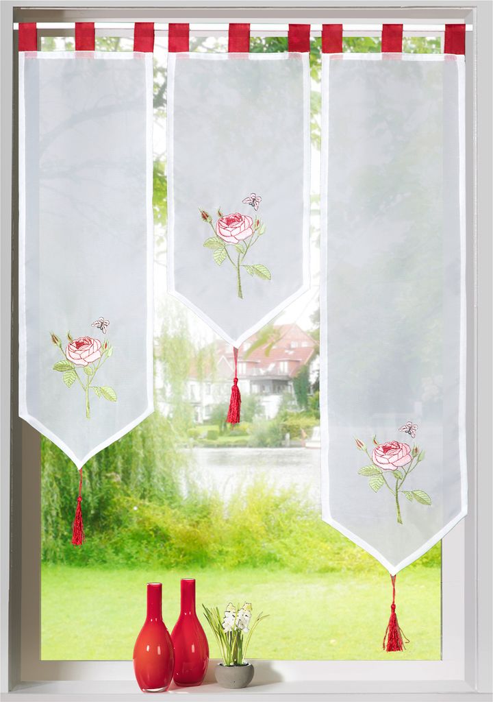 heimtexland ® Scheibengardine Set 3-tlg Lamellen Gardine Produktbild 