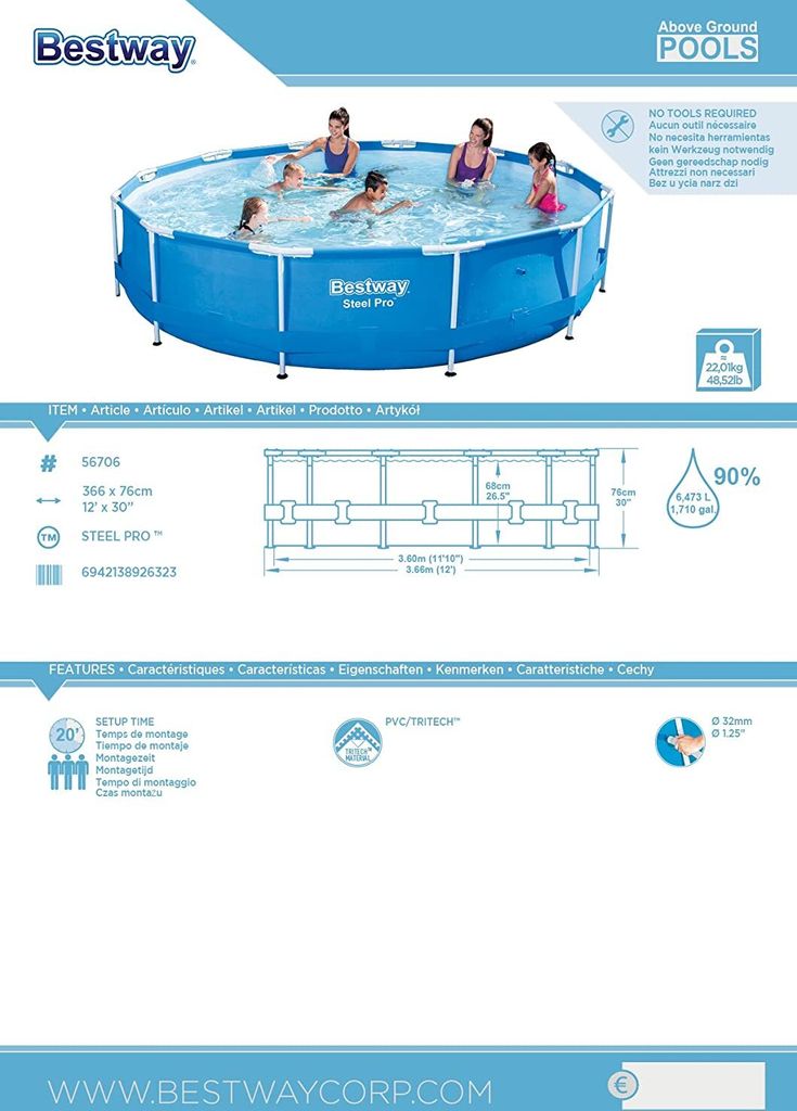 Bestway Swimmingpool Steel Pro Rahmen 366 x 76 cm Produktbild 25