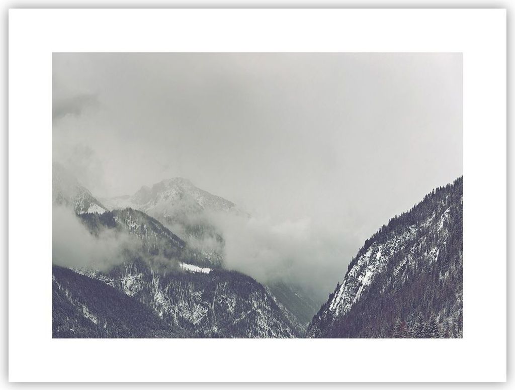 Poster - Poster ohne Rahmen - Berge Wald Nebel - 40x30 cm - Produktbild 