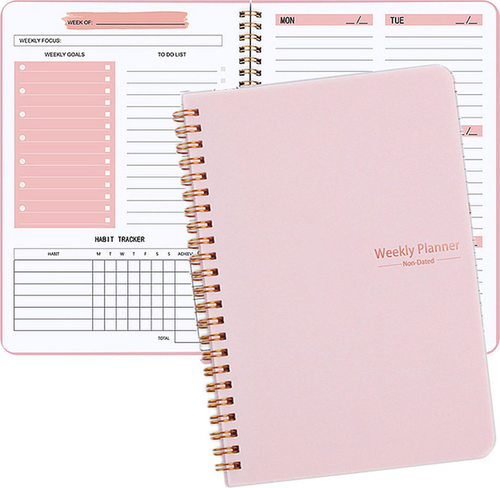 A5-Wochenplaner, 52 Wochen, englisches Tagesnotizbuch, dickes Papier, glattes Schreibplanerbuch für das Büro zu Hause, in der Schule