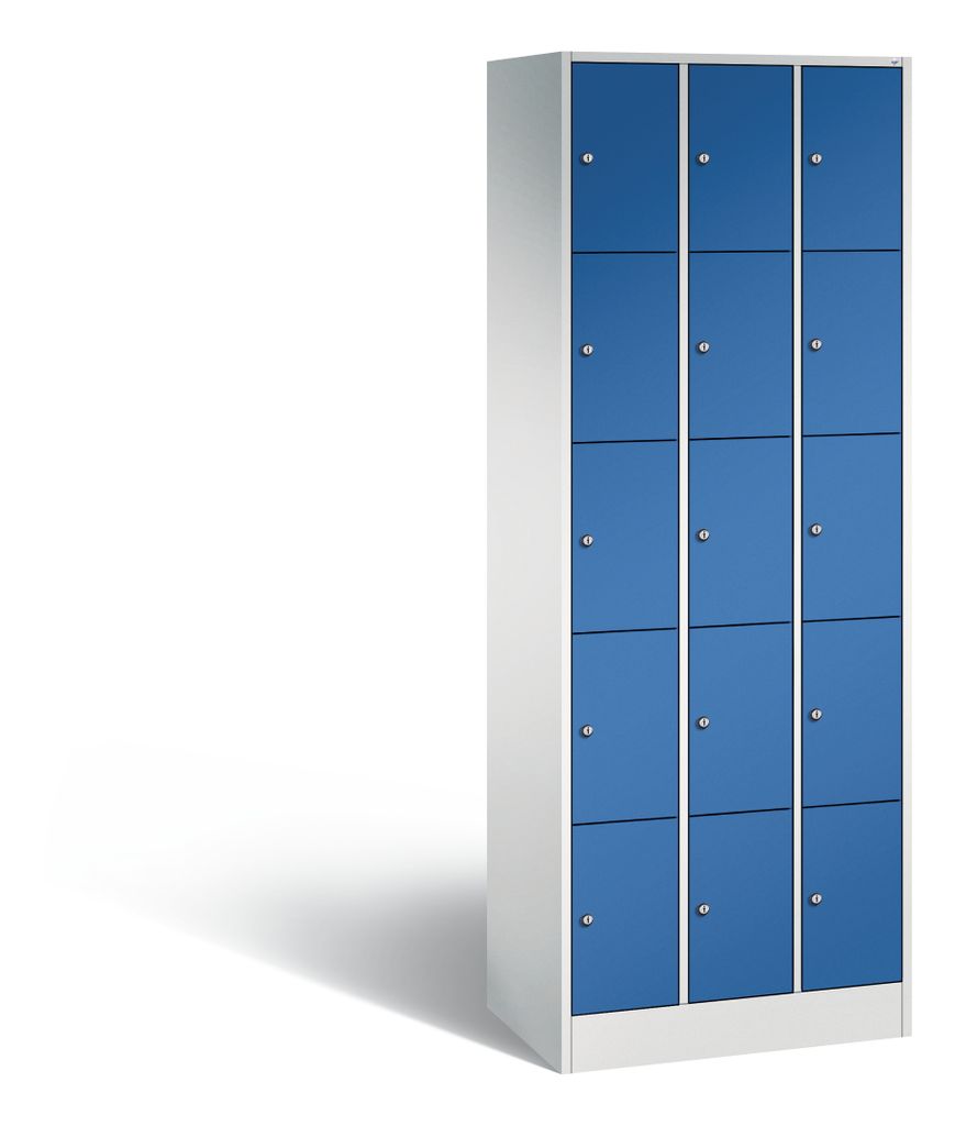 Fächerschrank, 3x5 Fächer, Fachbreite innen 190 mm, BxTxH 680x480x1950 mm, RAL 7035/5010
