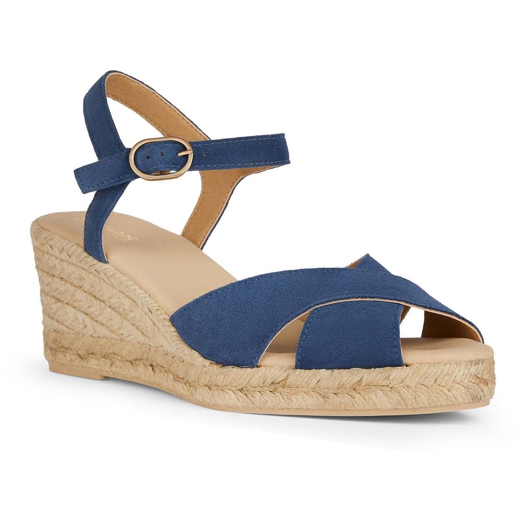 Geox - Damen Espadrillen "Gelsa Low", Nappaleder FS10750 (39,5 EU) (Marineblau)