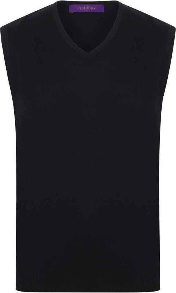 Henbury - Sweatshirt V-Ausschnitt für Herren Ärmellos PC6031 (4XL) (Schwarz)