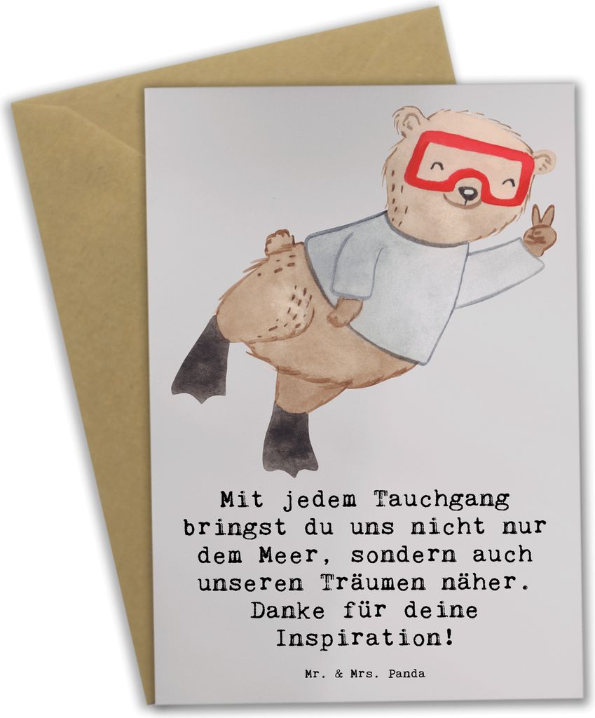 Mr. & Mrs. Panda babykarte Tauch Trainerin - Grau Pastell - Geschenk, Danksagung, weihnachtskarten, Sportart, einladungskarten, Tauchlehrerin, Unte...