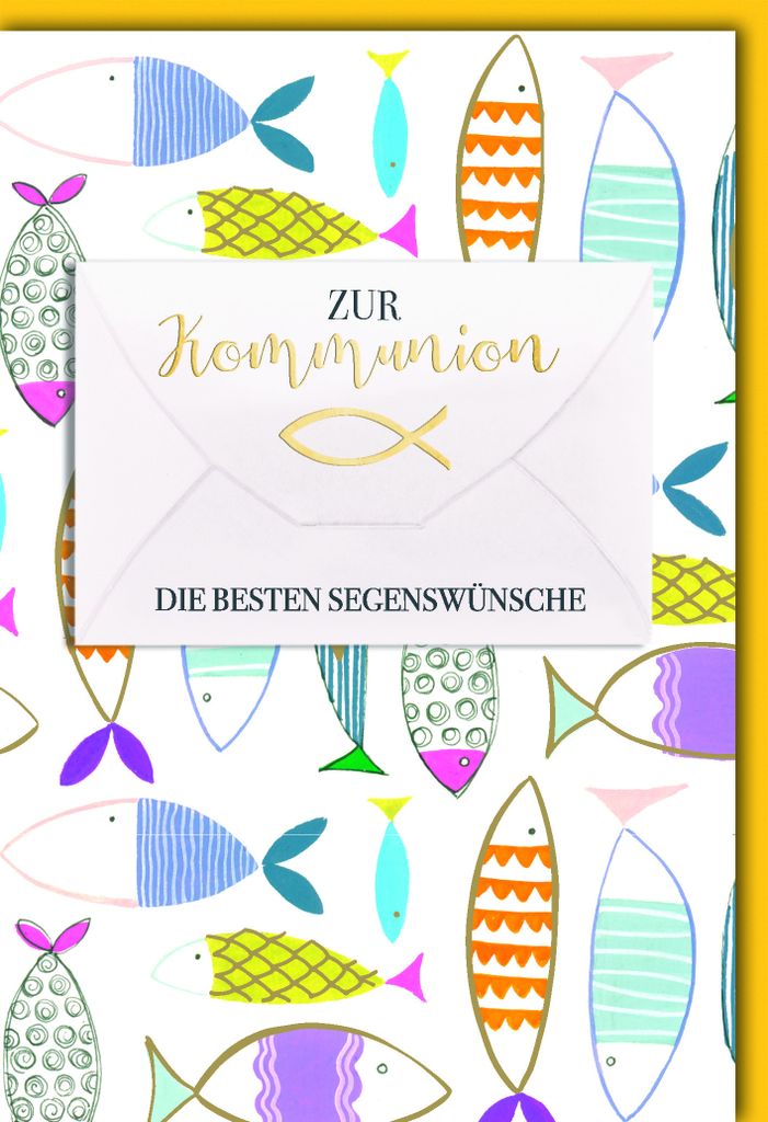 12-334 - Kommunion – Geldkarte - Karte mit Umschlag - Fische