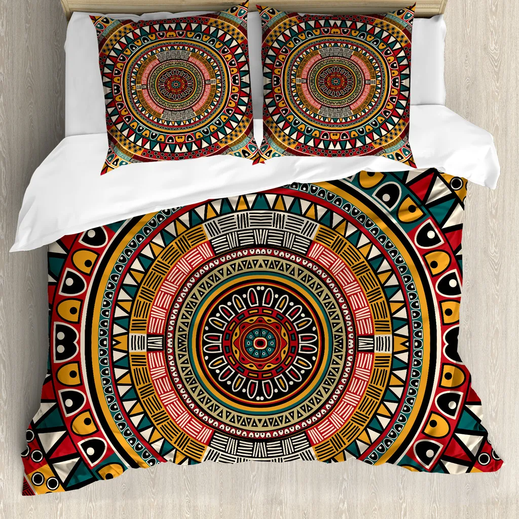 ABAKUHAUS Set Copripiumino Matrimoniale Tribale: Stile Etnico e Antiacaro