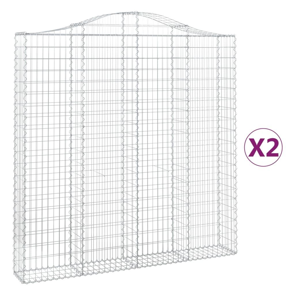 vidaXL Gabionen mit Hochbogen 2 Stk. 200x30x200/220cm Verzinktes Eisen