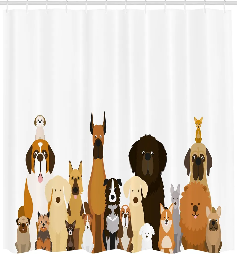 Rideau de douche imperméable avec imprimé chiens rigolos - 2