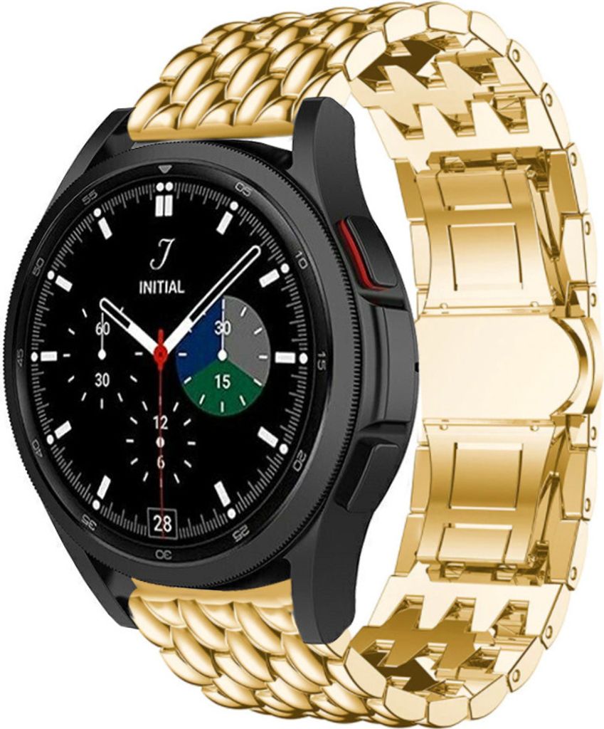 Strap-it Samsung Galaxy Watch 4 Classic 46mm Drachenarmband aus Stahl (Gold)