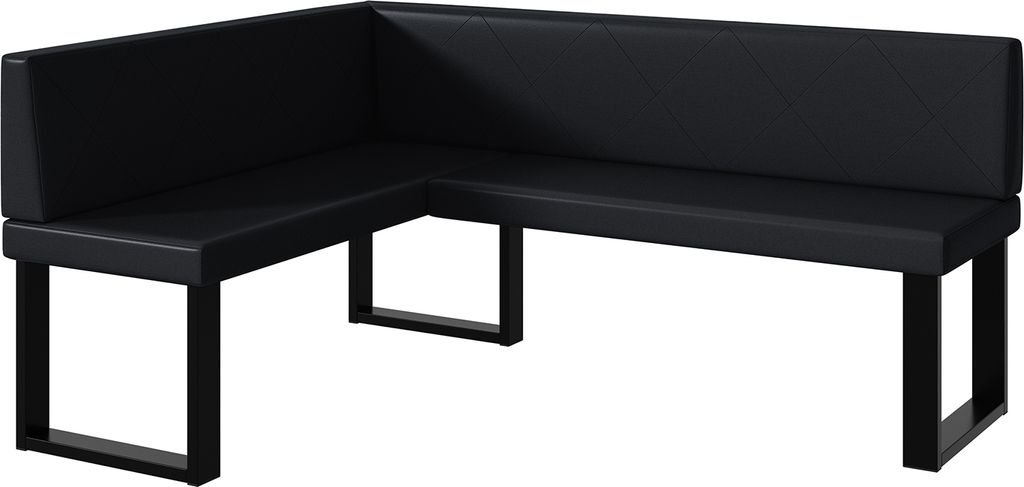 MEBLINI Eckbank für Esszimmer - Küchenbank - Essecke - Sitzecke Küche - ERIC - U-Beine 128x168x87cm Links - Schwarz Kunstleder