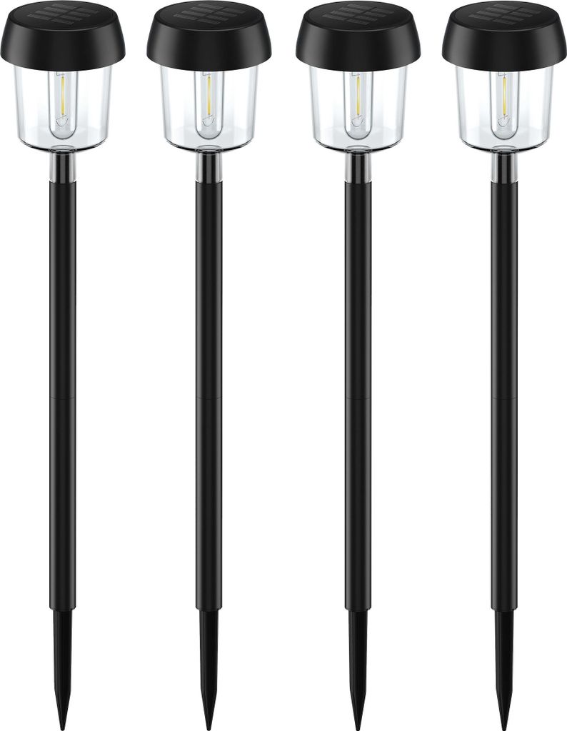 4er Set Northpoint LED Solar Wegleuchte Dämmerungssensor schwarz