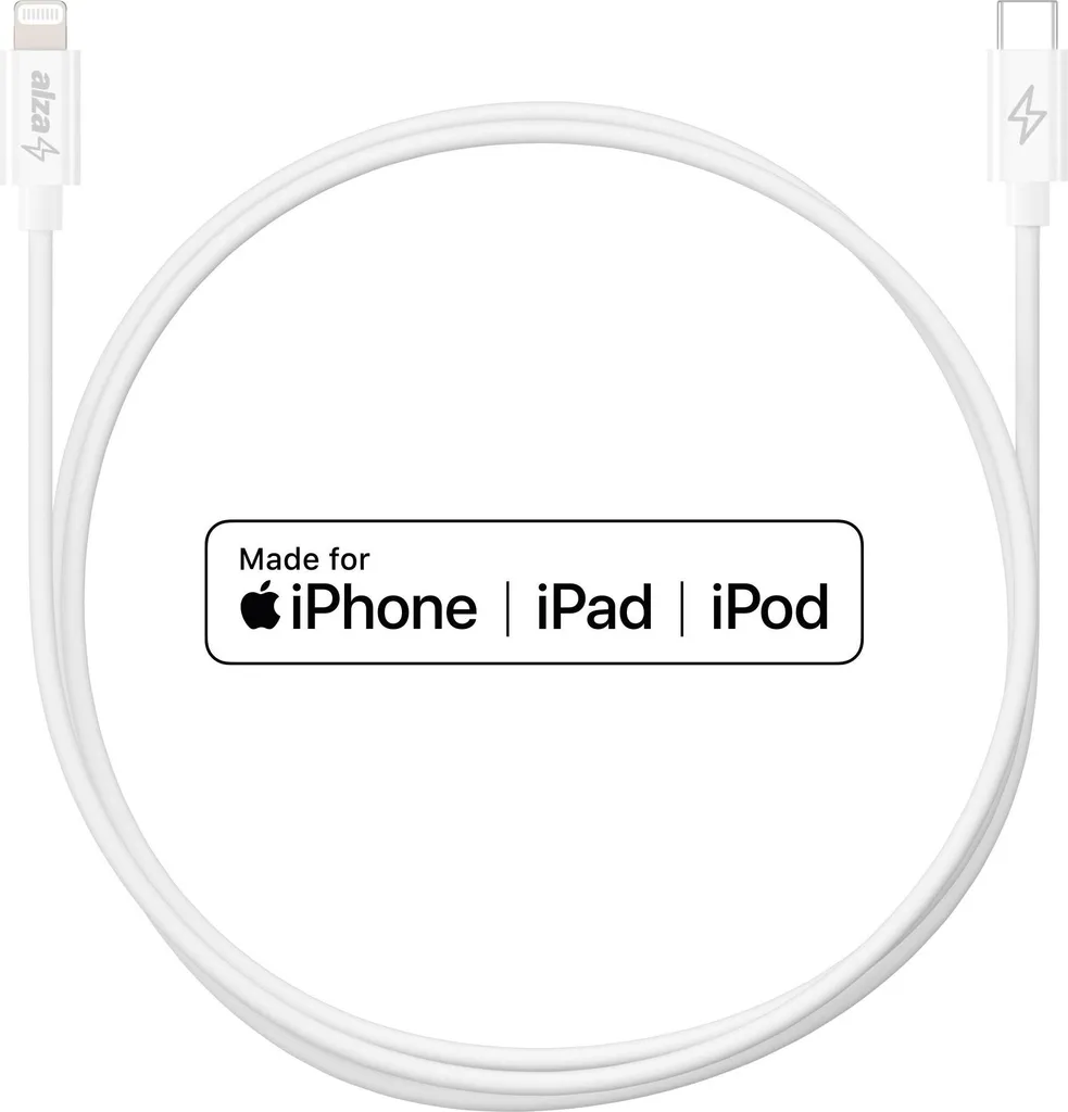 Câble AlzaPower Core USB-C vers Lightning MFi Blanc 0,5m Haute Qualité