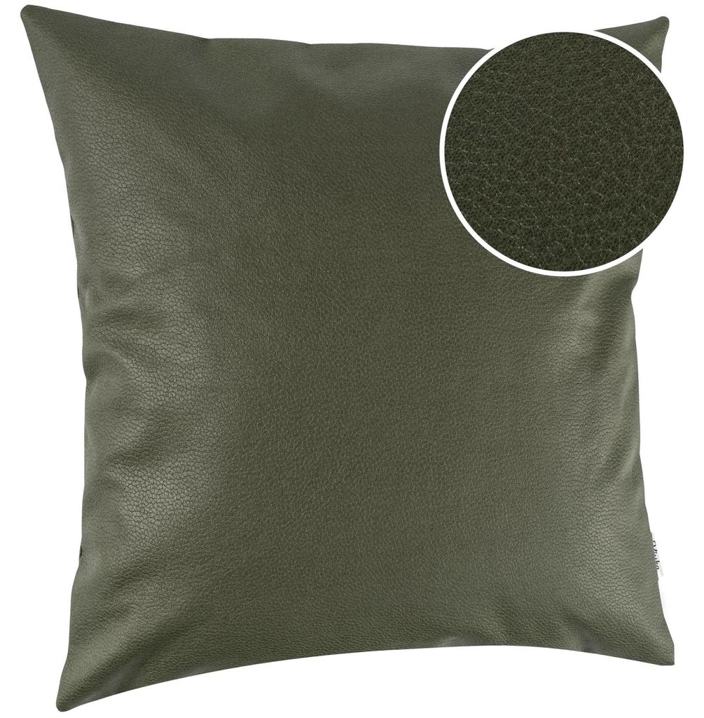 Kissenhülle atmungsaktiv in Leder-Optik ohne Füllung 40 x 40 cm Grün, Hauptbild in hoher Auflösung