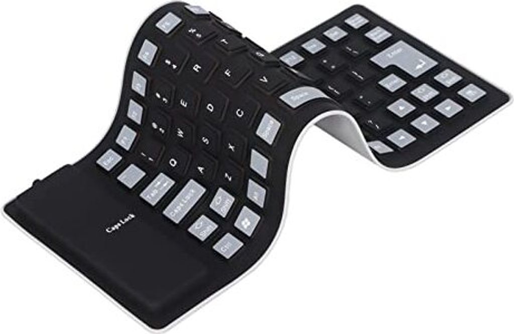 Ashata wasserdichte Silikon -Tastatur, faltbare flexible USB -staubfeste stille Tastatur 85 Tasten, leichte tragbare, weiche, komfortable Verwendung,