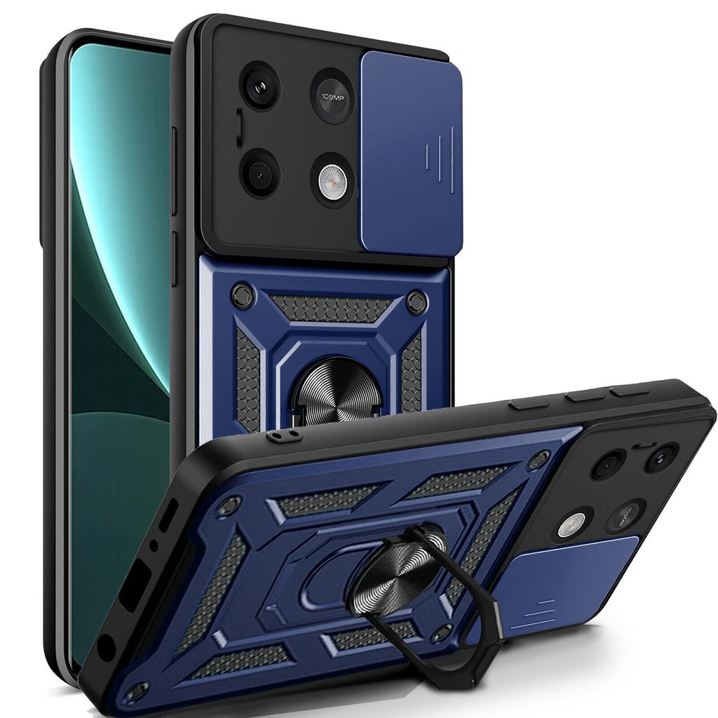 Outdoor Panzer Hülle Xiaomi Redmi Note 13 5G Handyhülle Kameraschutz Ringhalter Blau