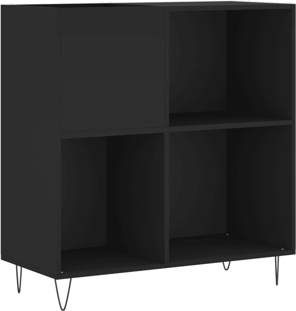 Plattenschrank Schwarz 84,5x38x89 cm Holzwerkstoff