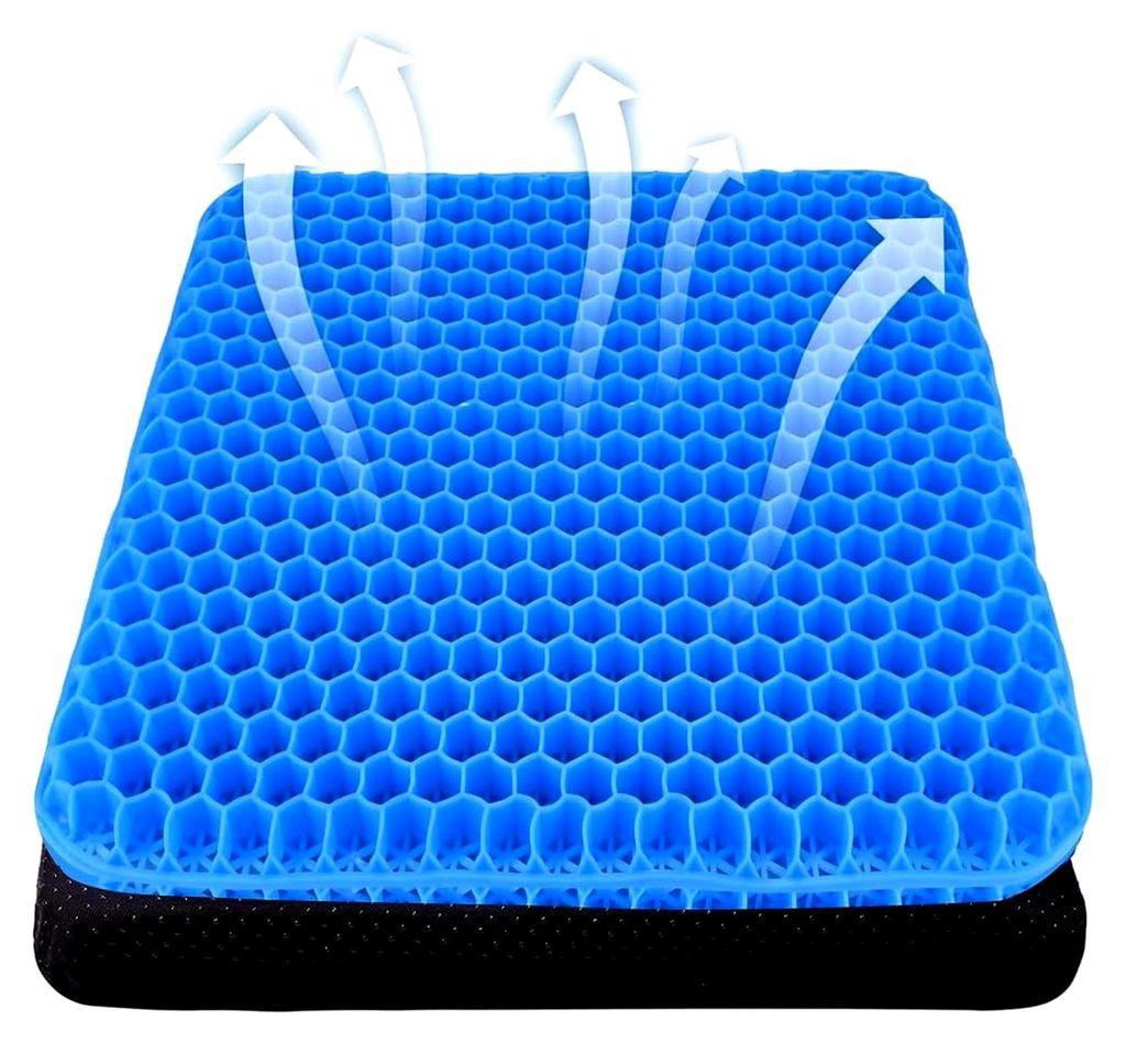 Gel-Sitzkissen, doppeltes dickes Wabenkissen mit Stoffbezug, orthopädisches, ergonomisches Gelkissen, rutschfestes Kissen, Rückenstützkissen fü...