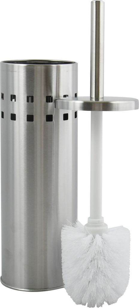 MSV WC Bürste Toilettenbürste WC Garnitur Klobürste mit hygienischem Behälter Conic Silber