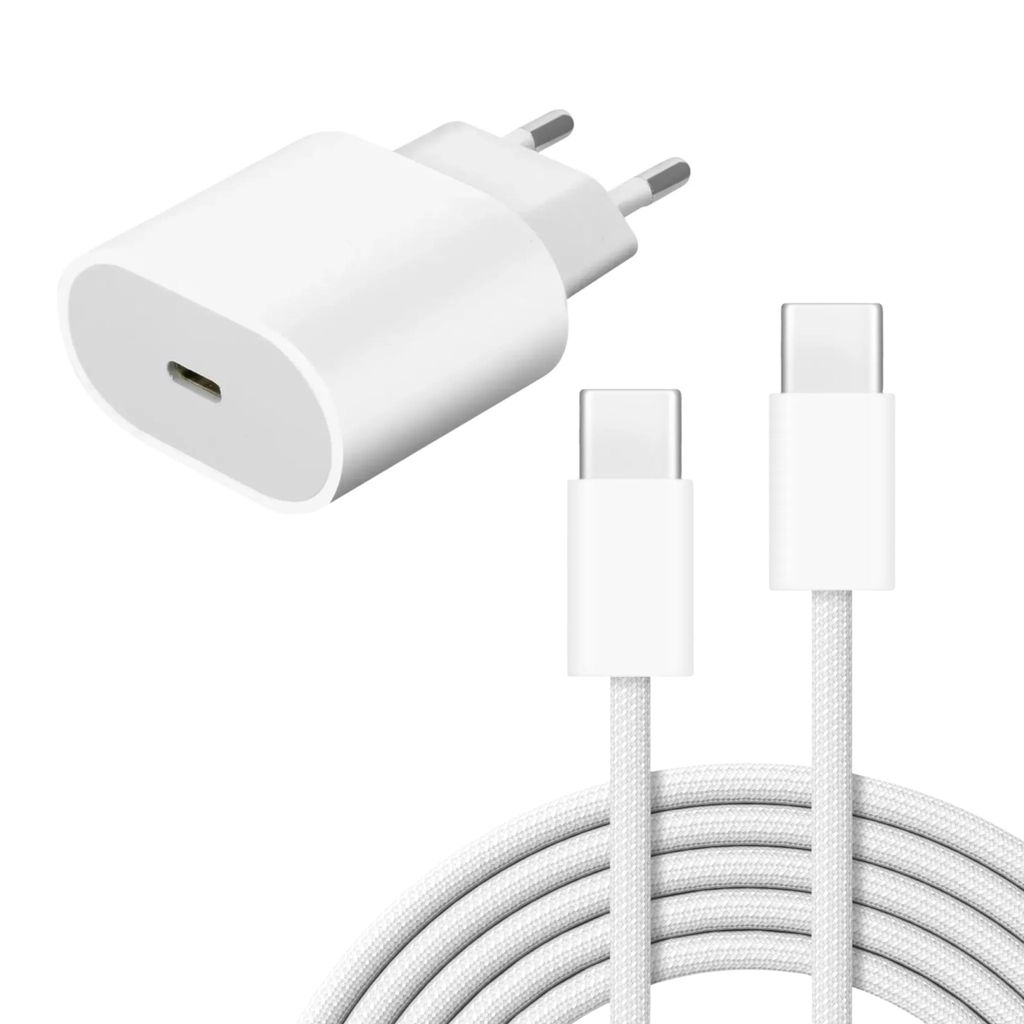 USB-C Ladegerät 20W + 2m USB-C Ladekabel – Schnellladegerät Produktbild 