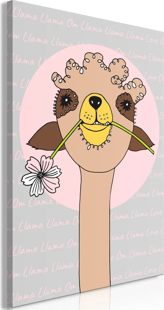 Quadro su tela - Lama felice (1 parte) Verticale 80x120 cm Per bambini e-A-0110-b-a
