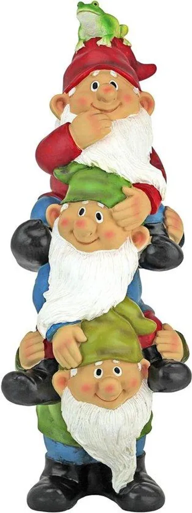 Statue de nains de jardin fantastique à trois têtes - Déco extérieure