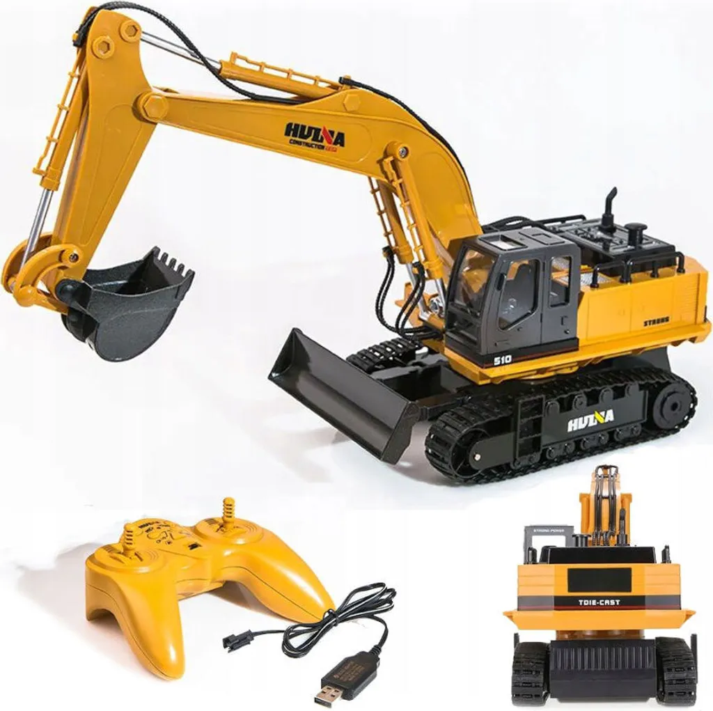 Pelle de chantier RC HUINA 1510 robuste contre les chocs 11CH 2.4 GHz