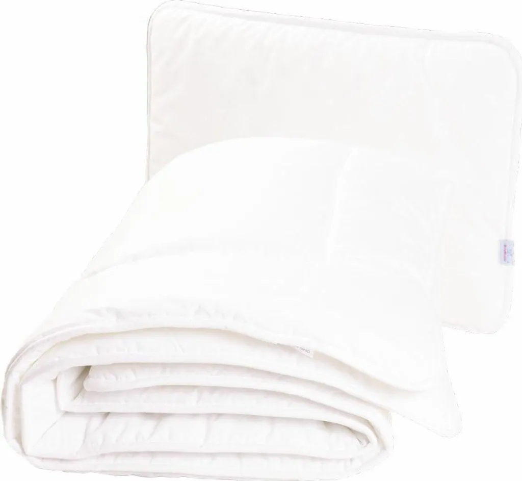 Ensemble Couette et Oreiller Anti-Allergique pour Lit Enfant Blanc