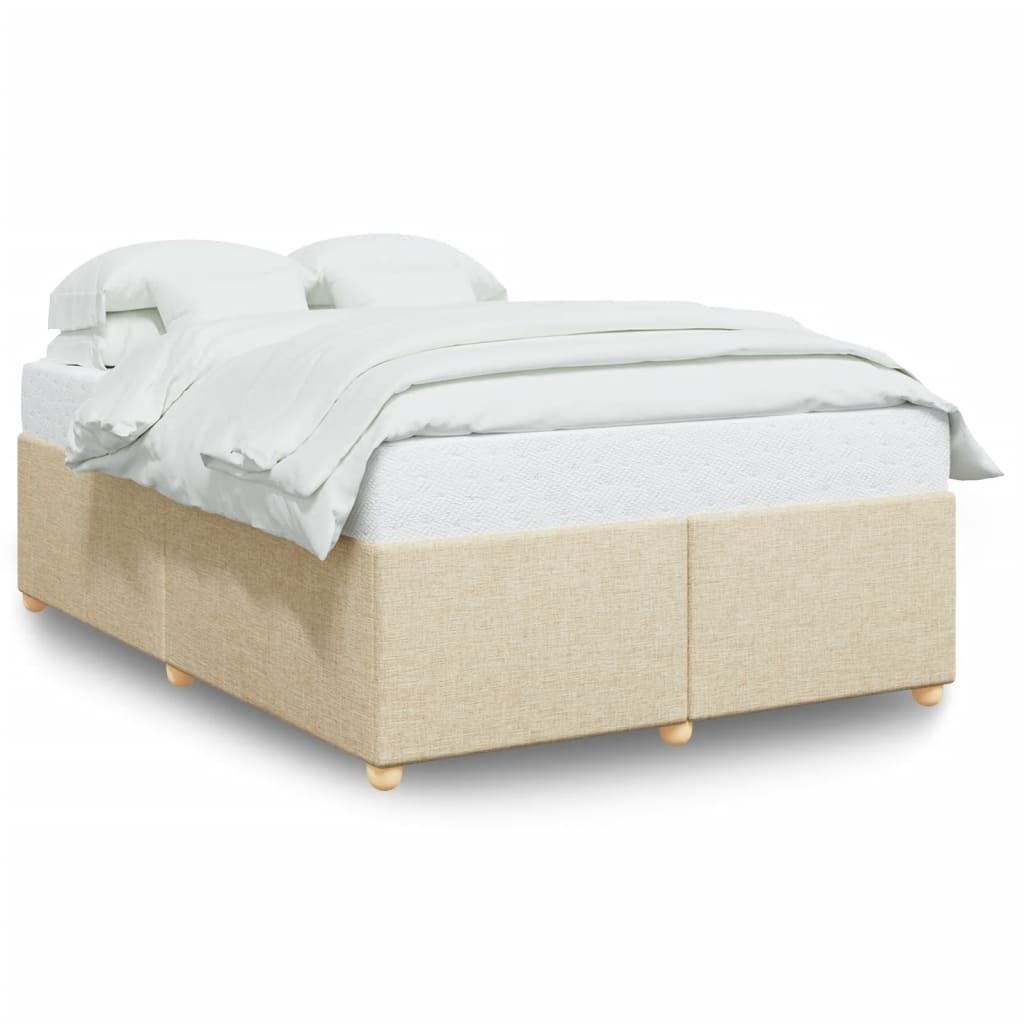 vidaXL Bettgestell ohne Matratze Creme 160x200 cm Stoff