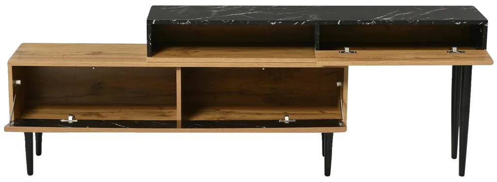 Meuble TV design durable en bois massif 160cm avec rangement spacieux
