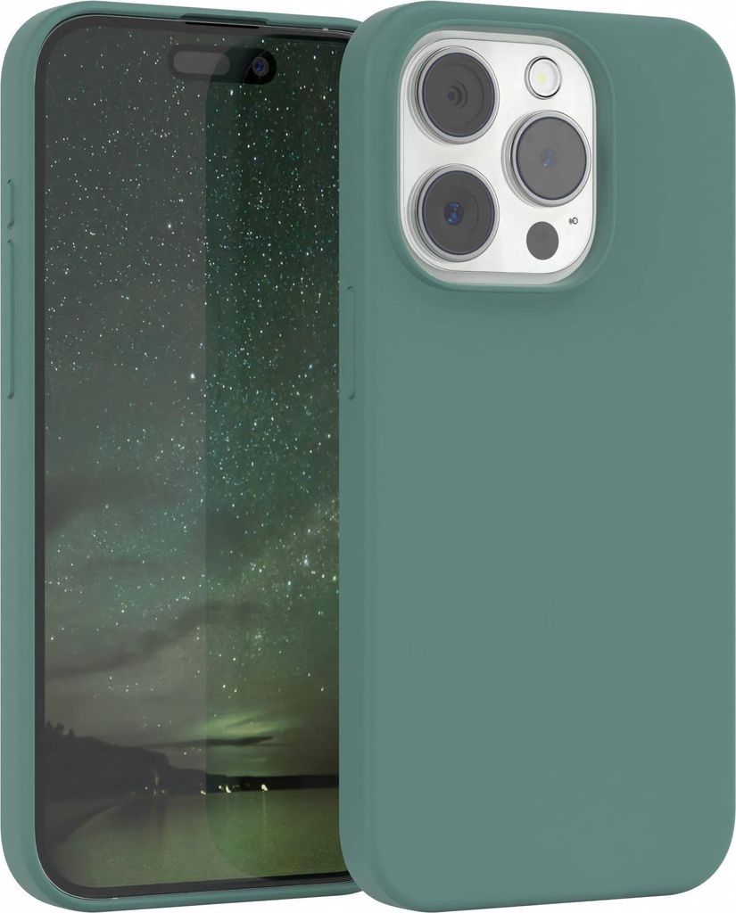 EAZY CASE Silikonhülle für Apple iPhone 15 Pro Silikon Backcover Schutz in Grün