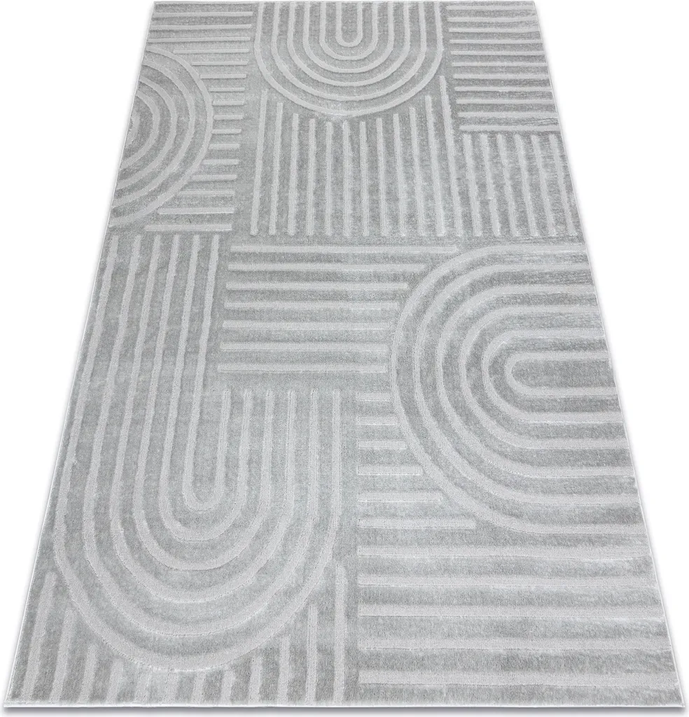 Tapis gris glamour structurel BALANCE 1918 - Motif graphique 120x170 cm