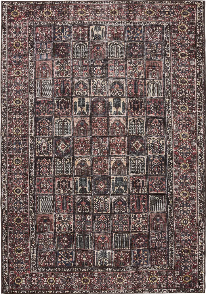 Tapis de Chambre Enfant ou Salon Lavable Gent Rouge et Multicolor