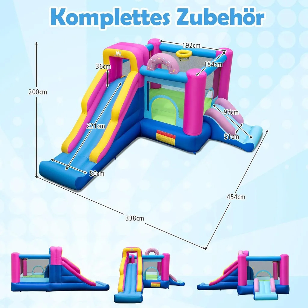 Structure gonflable thème beignets avec toboggans multicolore géant - 2