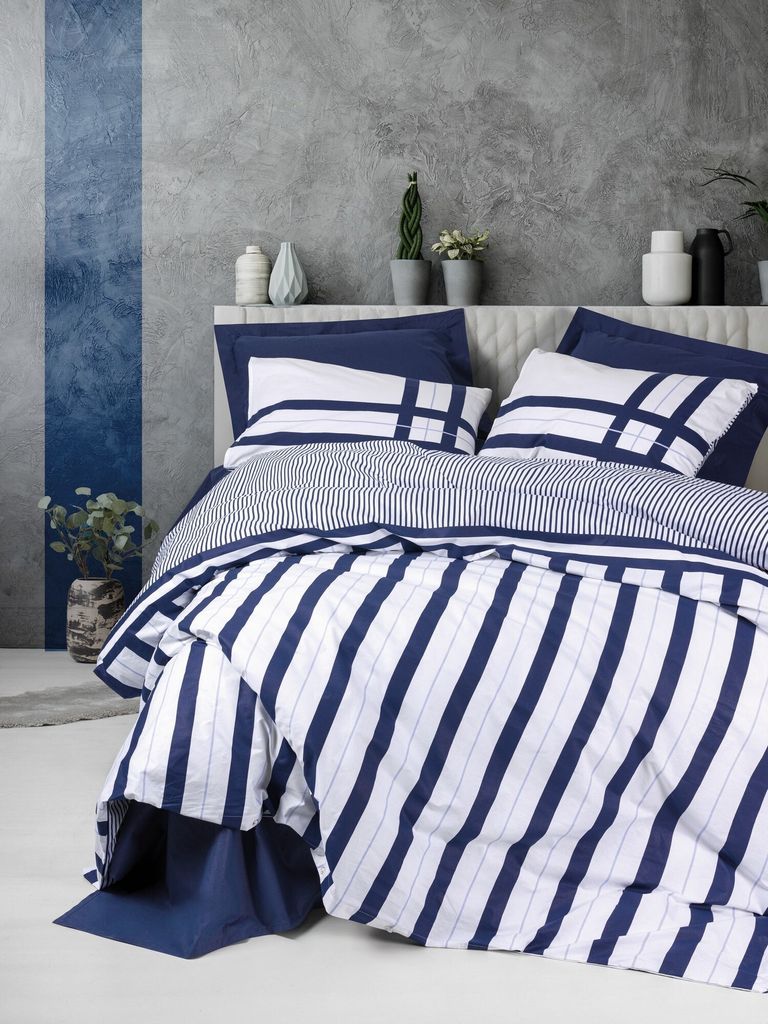 L'Essentiel Linge de Maison, Nifty - Dark Blue, Einzelbettwäsche-Set (DE), Dunkelblau, 100 % Baumwolle, 135 x 135 cm