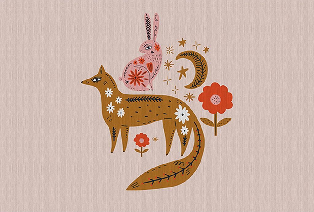 Tadessi Fototapete | Tiere | 4.00 m x 2.70 m | Rosa | Gelb | Wandbild | Digitaldruck