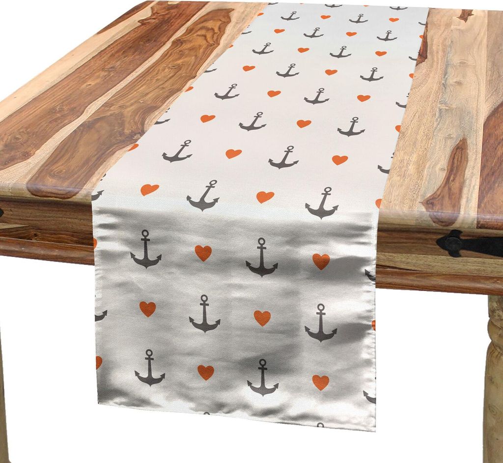 ABAKUHAUS Anker Tischläufer, Die romantische Strand Feiertags Party, die Freizeit Ausflug zusammenbringt, 40 x 225 cm, Vermilion Grau