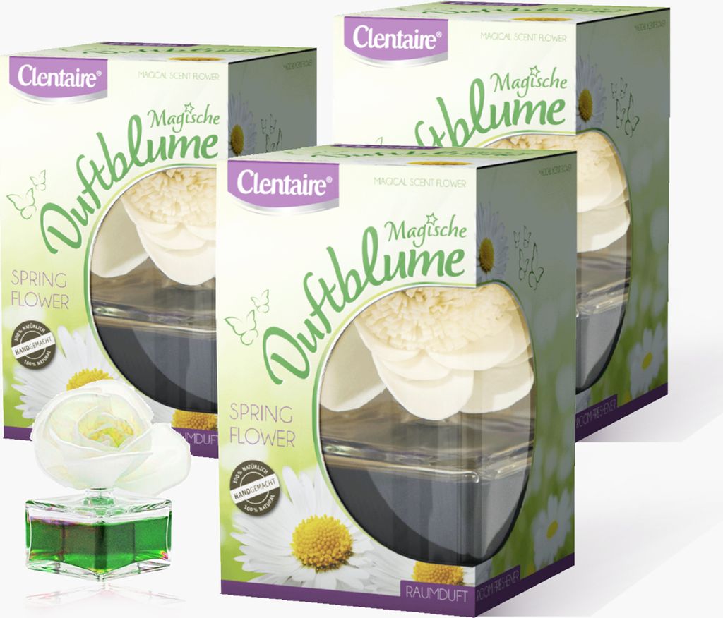 CLENTAIRE Duftblumen 3 x 75ml Spring Flower 3er Pack sinnlicher Raumduft