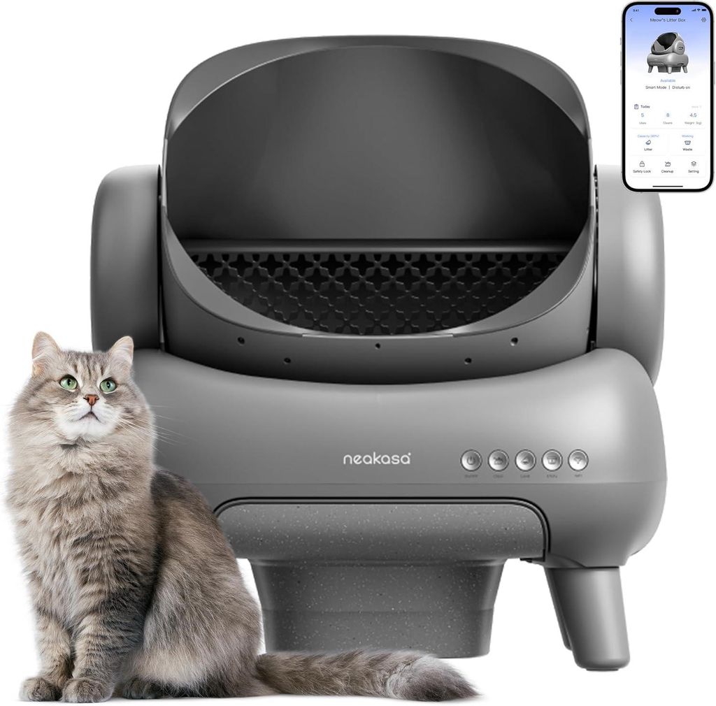 Selbstreinigende Katzentoilette mit offenes Design XXL Kapazität Katzenklo App-Steuerung geruchsfrei hygienisch mit Katzenstreu Matte Cat Litter B...