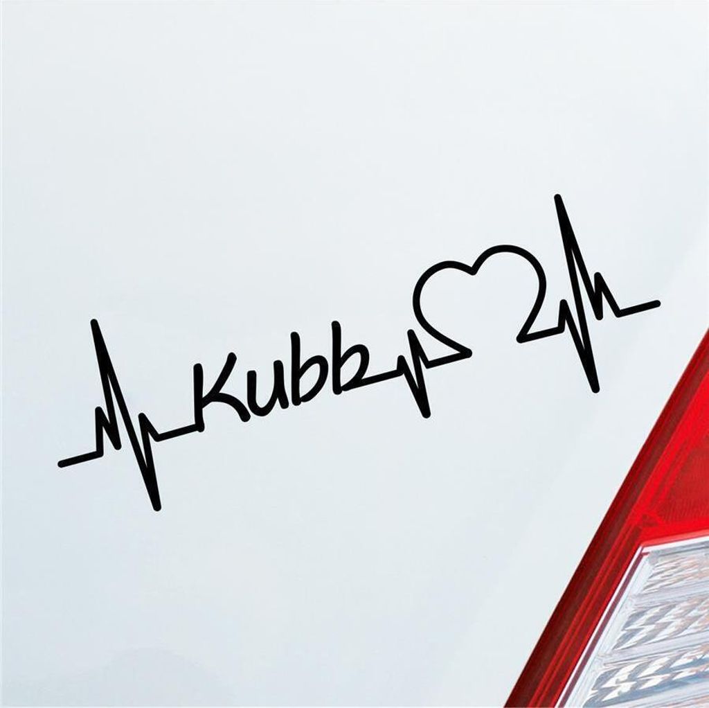 Auto Aufkleber Kubb Herzschlag Team Sport Liebe 19x6 cm Schwarz Glanz Sticker Heckscheibenaufkleber