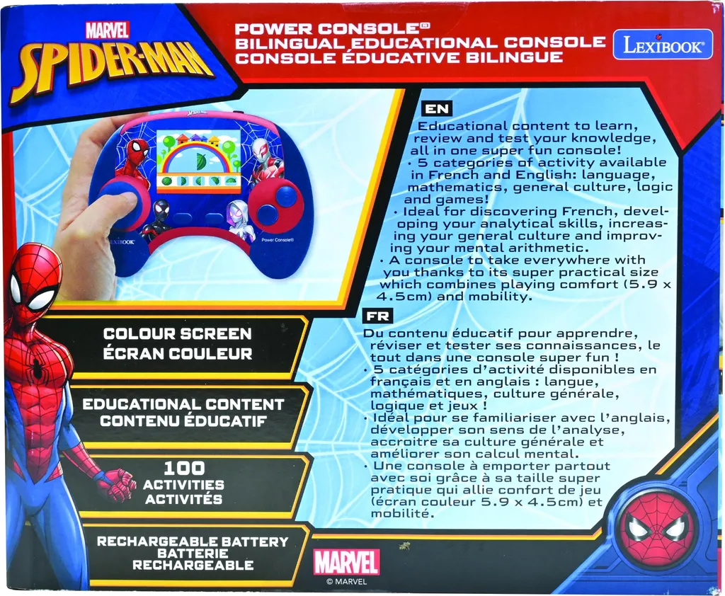 Console Spiderman Bilingue pour Apprendre sans Écran Nocif ni Internet