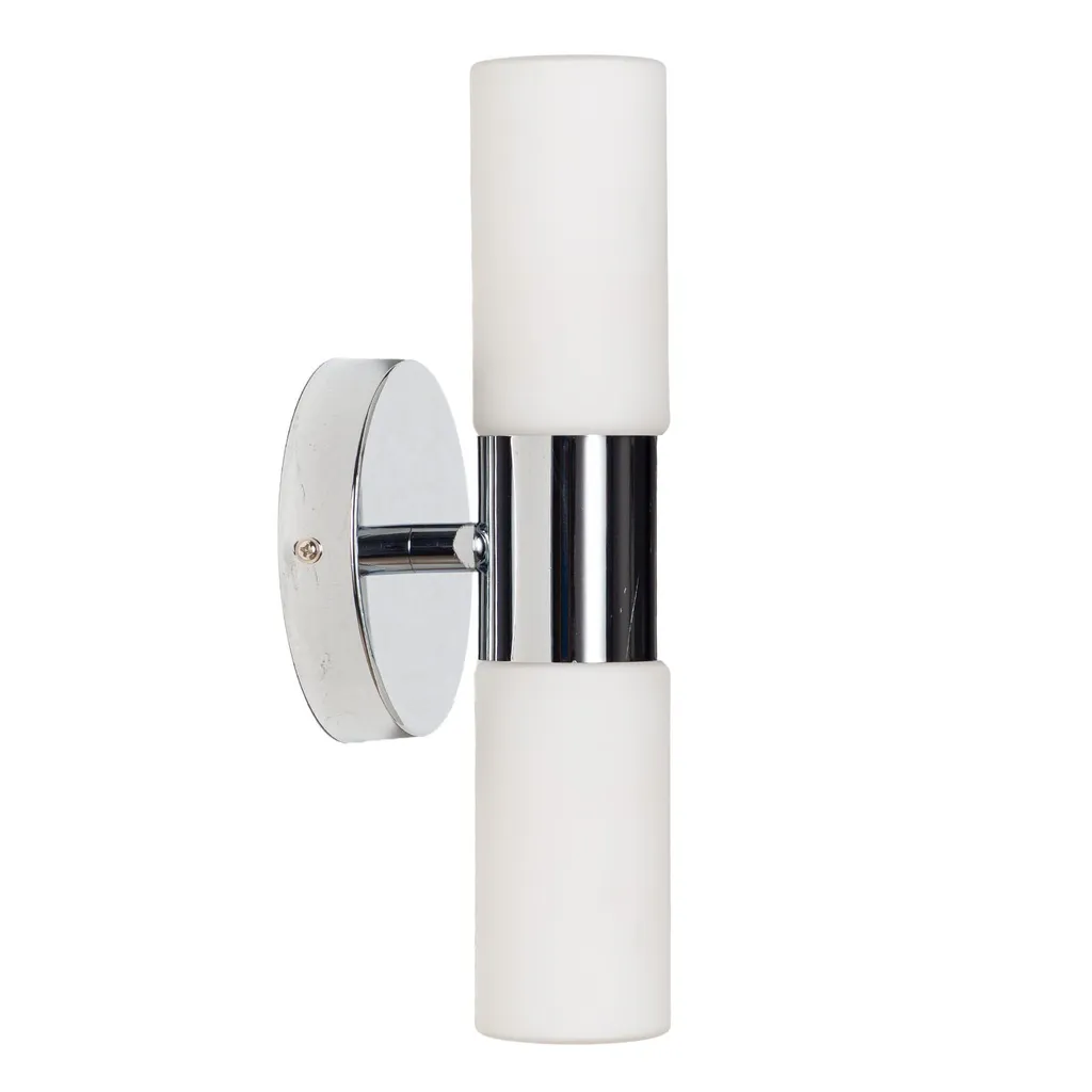 Luminaire de miroir IP44 en métal chrome et verre opale 33 cm 2xE14