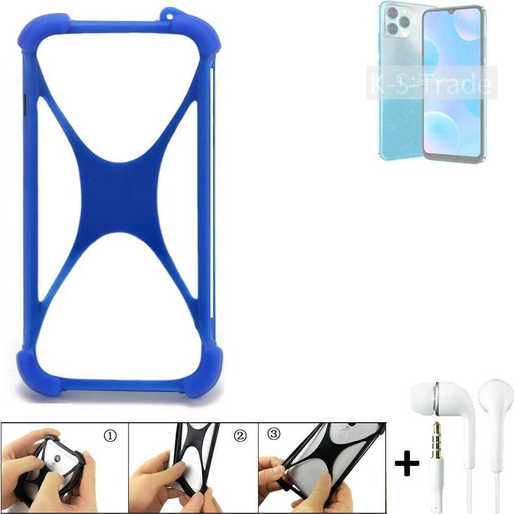 Handy Hülle kompatibel mit Blackview A95 Bumper Schutzhülle Silikon Schutz Hülle Cover Case Silikoncase Silikonbumper TPU Softcase Smartphone, Blau