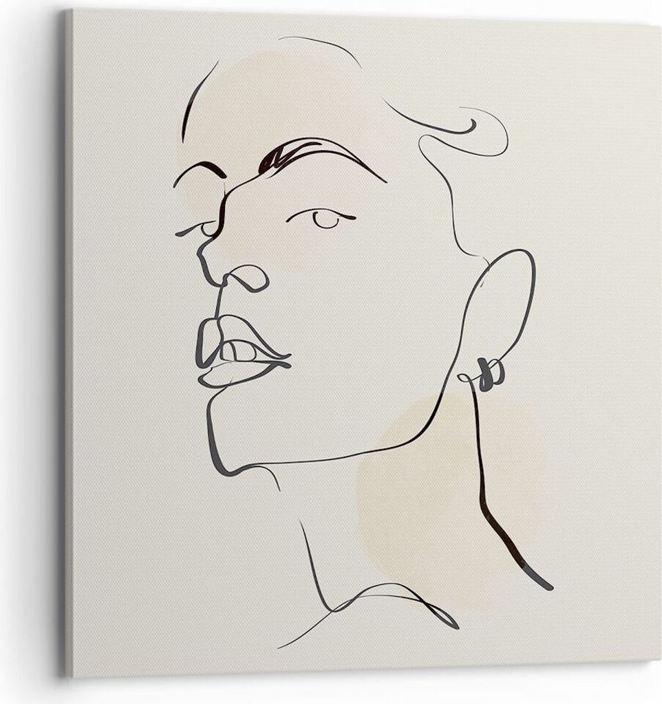 Bild auf Leinwand - Leinwandbild - Einteilig - Minimalismus Porträt Linie - 70x70cm - Wand Bild - Wanddeko - Wandbilder - Leinwanddruck - Bilder -...