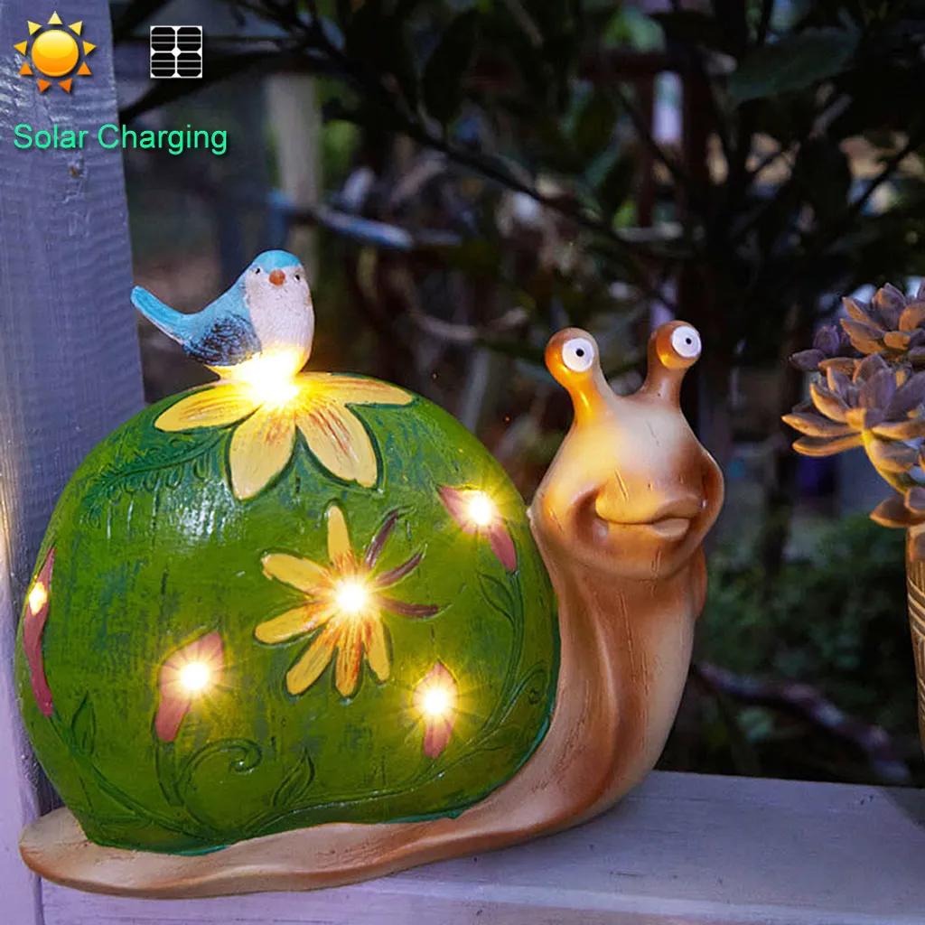 Lampe solaire de jardin escargot LED étanche IP65 pour décoration extérieure