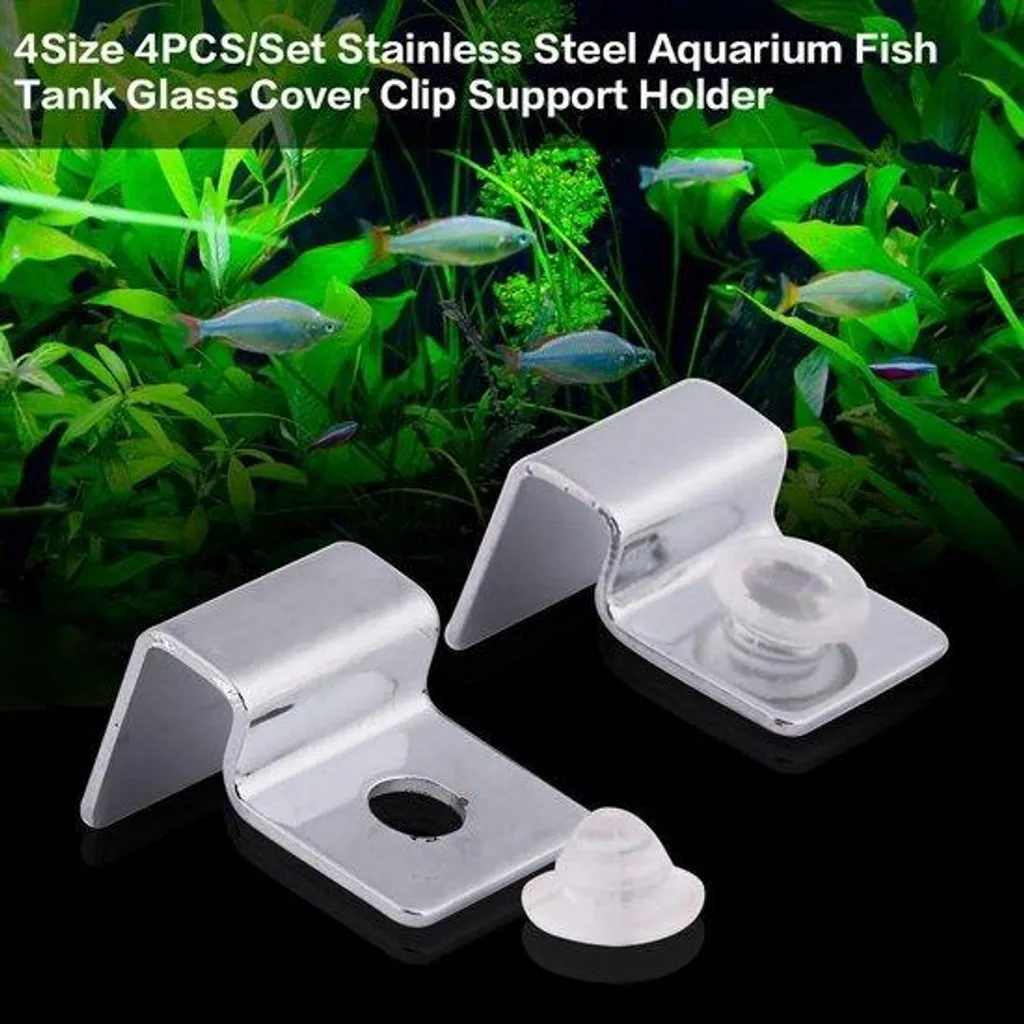 Support couvercle aquarium 12mm acier inoxydable, lot de 4 clips robustes